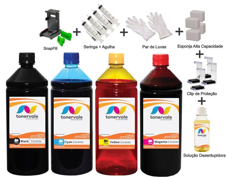 Imagem de Kit 4 Tinta Para HP 7850 92 e 93 1 Litro Linha Platinum