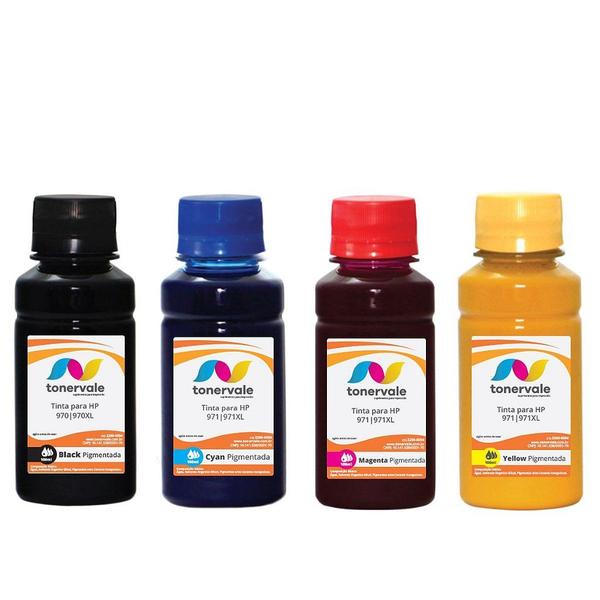 Imagem de Kit 4 Tinta Tankfull Para Cartucho HP 970 971 CMYK - Impressoras HP X451DW X451 X476DW X476 Pigmentada de 100