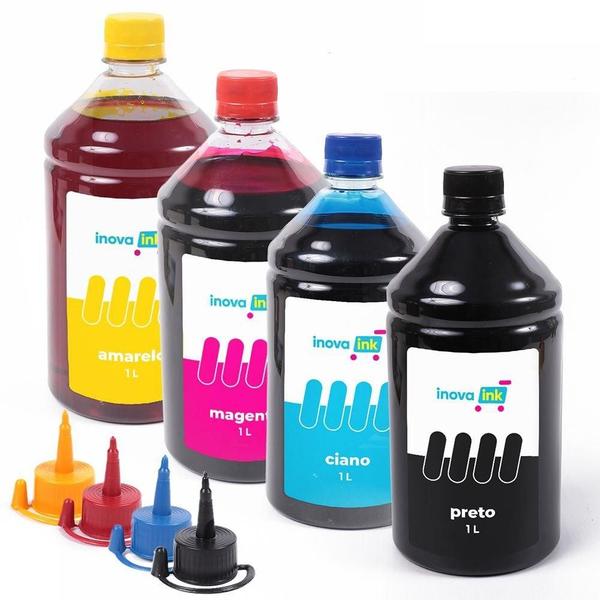 Imagem de Kit 4 Tintas Compatível Epson L3210 L3250 L5190 L1250 L3110 L3150 544 1 Litro Inova Ink