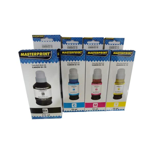 Kit 4 Tintas Gi-10 Gi10 Para Canon G6010 G7010 G5010 - Masterprint Imagem de Kit 4 Tintas Gi-10 Gi10 Para Canon G6010 G7010 G5010
