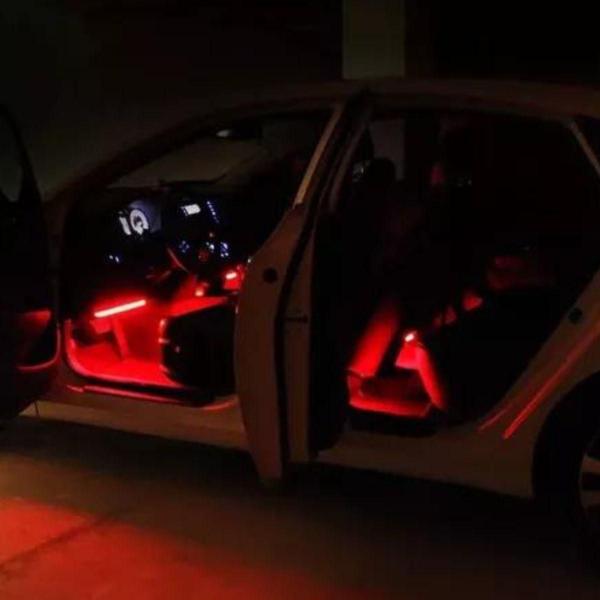 Imagem de Kit 4 Tira Led Interior Do Carro Rgb Luzes De Atmosfera Rgb