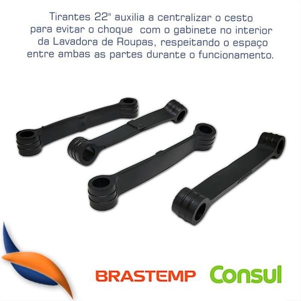 Imagem de Kit 4 Tirante Lavadora Brastemp Consul 22  6kg A 16kg / Preto / 326000047