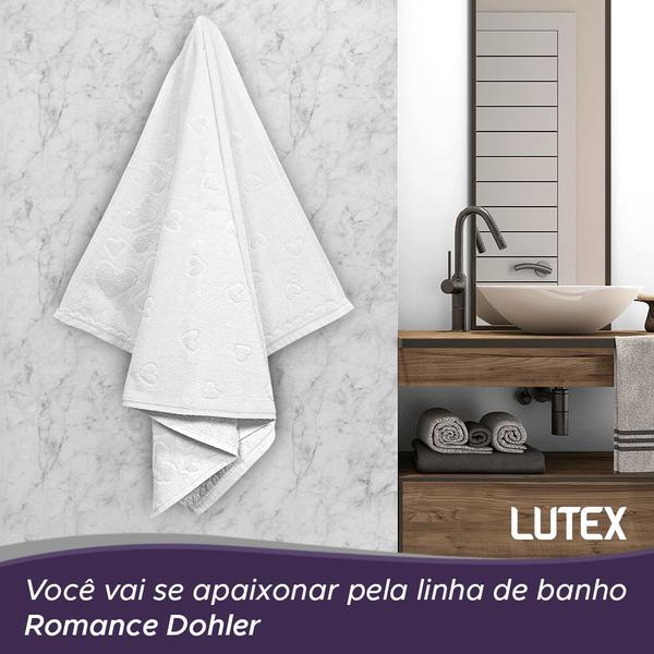 Imagem de Kit 4 Toalhas de Banho Aveludada Romance Dohler Macia Algodão Jacquard Fio Penteado Coração Borboleta