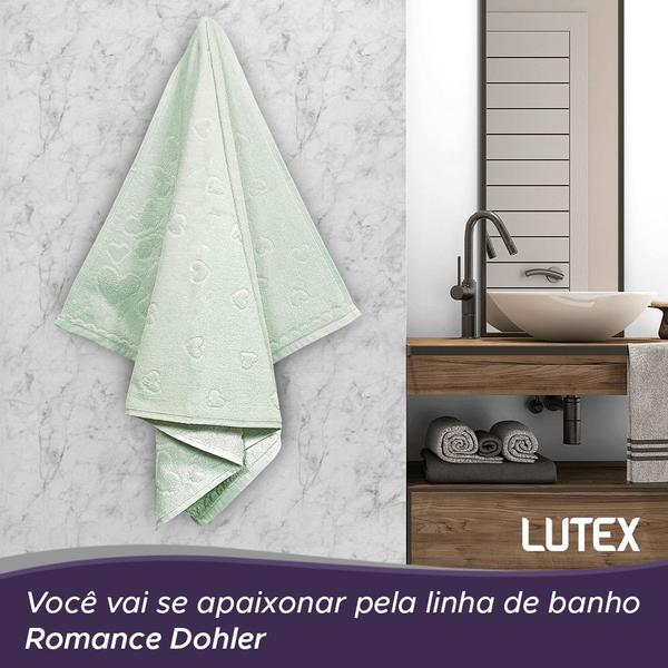 Imagem de Kit 4 Toalhas de Lavabo Aveludada Dohler Romance 100% Algodão Visita Mão Jacquard Coração Borboleta