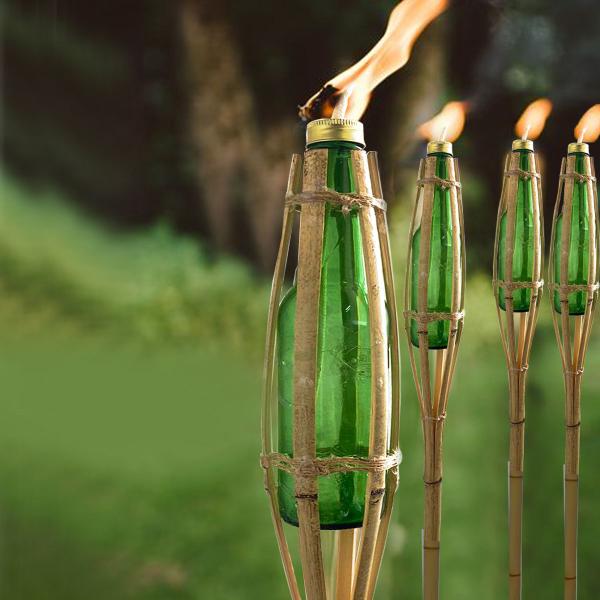 Imagem de Kit 4 Tochas Bambu Iluminação Fogo P/ Decoração Desmontável