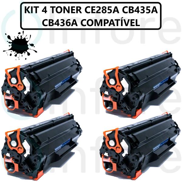 Imagem de Kit 4 Toner Compatível Ce285a cb435a cb436a Para P1102w M1132 M1212 Universal