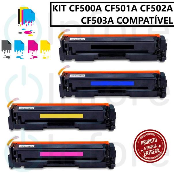 Imagem de Kit 4 Toner Compatível CF500A CF501A CF502A CF503A M254dn M280nw M281fdw