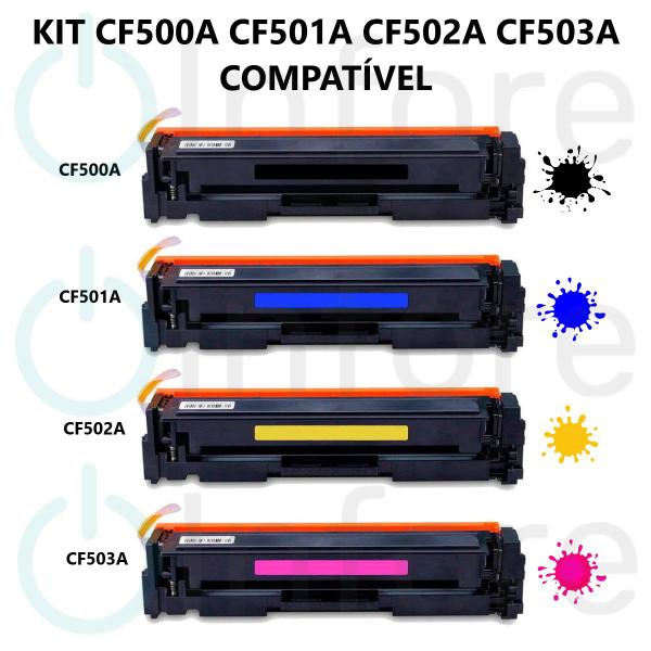 Imagem de Kit 4 Toner Compatível CF500A CF501A CF502A CF503A M254dn M280nw M281fdw