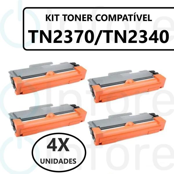 Imagem de Kit 4 Toner Compatível TN2370 TN2340 TN660 L2320D HL2300D L2520 2360DW 2740Dw CPL2520DW L-2520DW