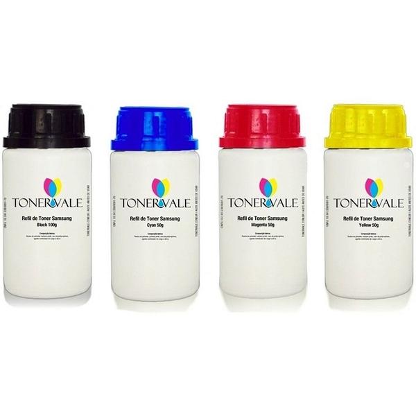 Imagem de Kit 4 Toner Refil TankFull Para Samsung CLP-300 CLX-2160N CLX-3160FN CLX-3160 - CMYK 300 Dose Única