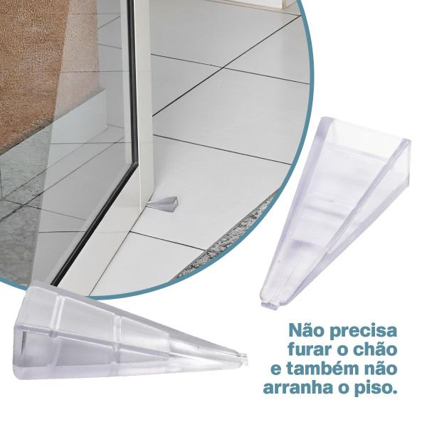 Imagem de Kit 4 Trava Porta Calço Prendedor Aparador Silicone Transparente Discreto