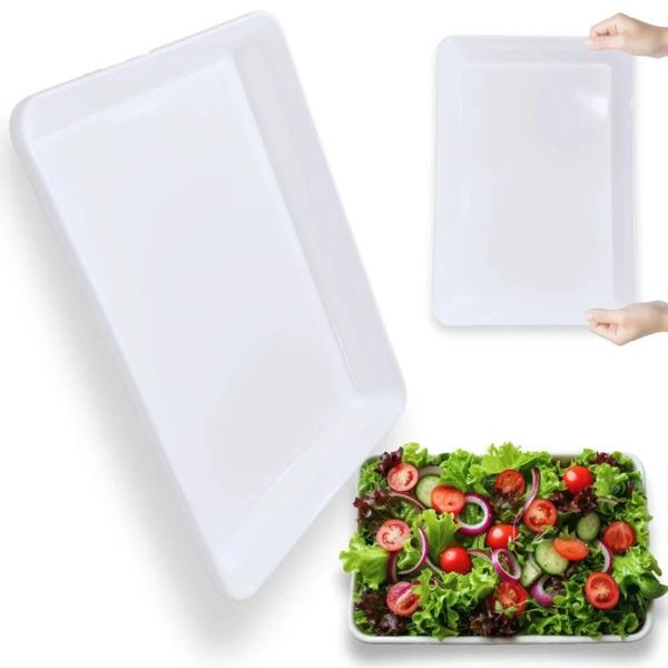 Imagem de Kit 4 Travessas Retangulares de 40 Cm e 56 Cm Prato Buffet Restaurante Melamina Profissional Branca  Bestfer 