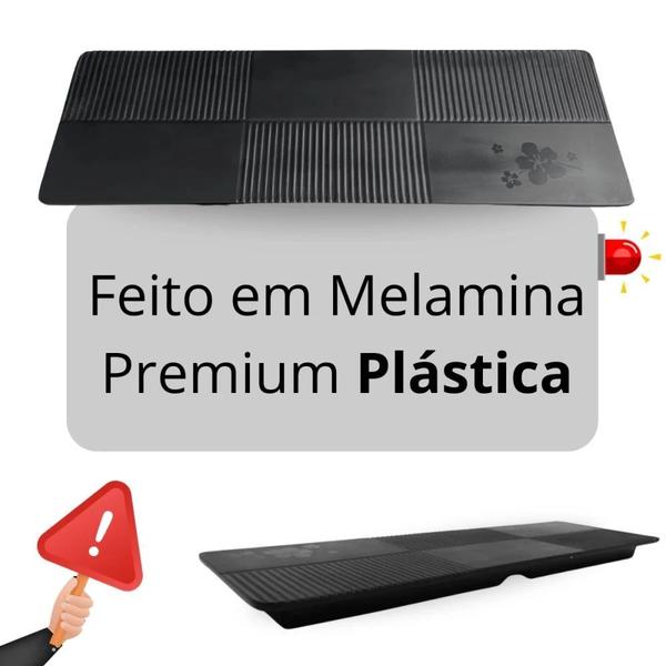 Imagem de Kit 4 Travessas Retas para Sushi + 2 Tigelas 300ml Onduladas Kanpai Melamina para Sushi Restaurante Japones  Bestfer 