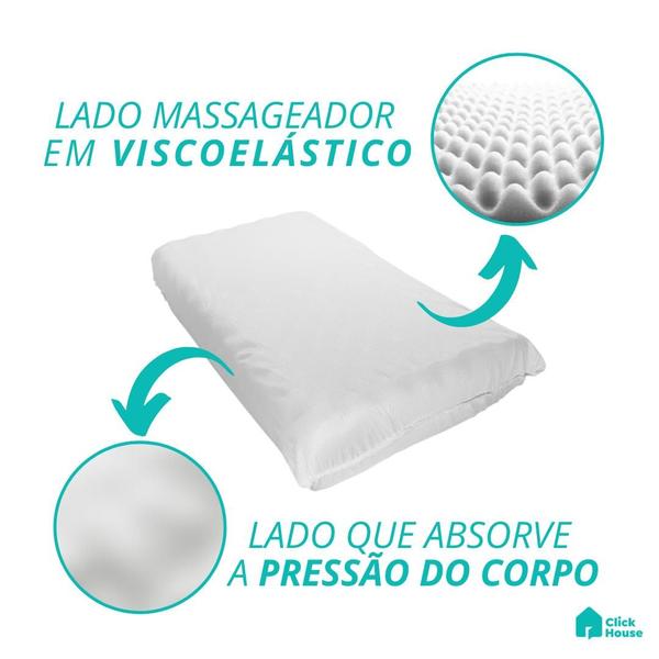 Imagem de Kit 4 Travesseiro Nasa Viscoelástico Master Alto Gomos Massageadores Macio Duo 50x70cm