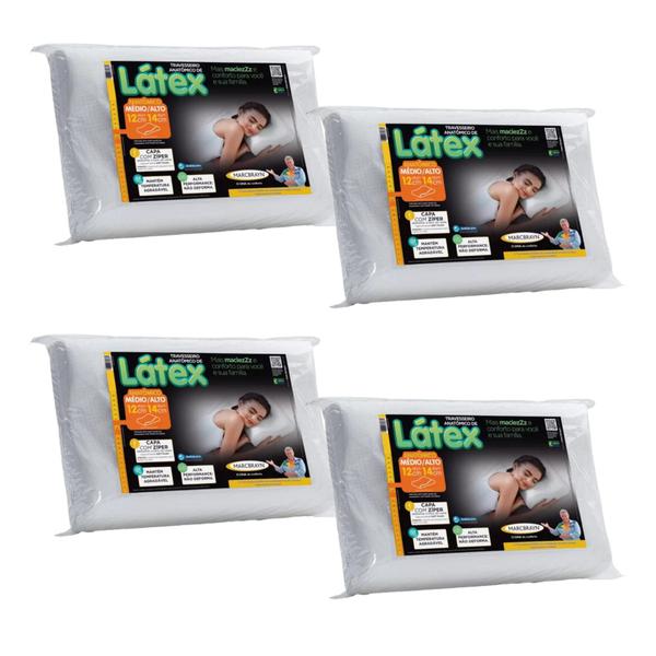 Kit 4 Travesseiros Cervical Látex - MarcByan Imagem de Kit 4 Travesseiros Cervical Látex
