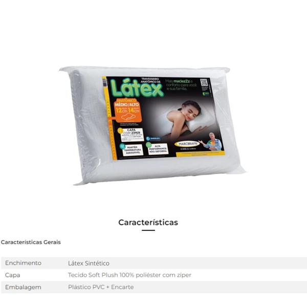 Kit 4 Travesseiros Cervical Látex - MarcByan Imagem de Kit 4 Travesseiros Cervical Látex