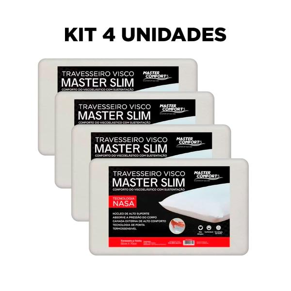 Imagem de Kit 4 Travesseiros Viscoelástico Master Slim Sono Conforto