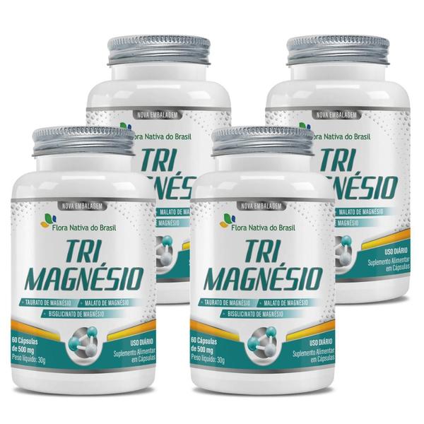 Imagem de Kit 4 TriMagnésio taurato,malato e quelato 500mg 60 Caps FNB