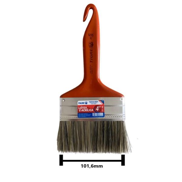 Imagem de Kit 4 Trincha Pincel Para Pintura Látex Acrílica 4'' Tigre