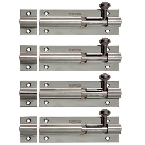 Kit 4 Trinco 90Mm Tarjeta Ferrolho De Porta Alumínio Cromado - Rayco Imagem de Kit 4 Trinco 90Mm Tarjeta Ferrolho De Porta Alumínio Cromado