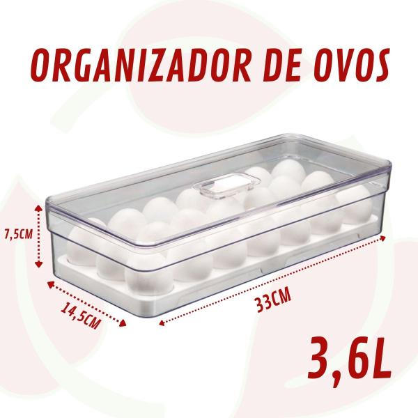 Imagem de Kit 4 UN Organizadores De Ovos Retangular Transparente Grande