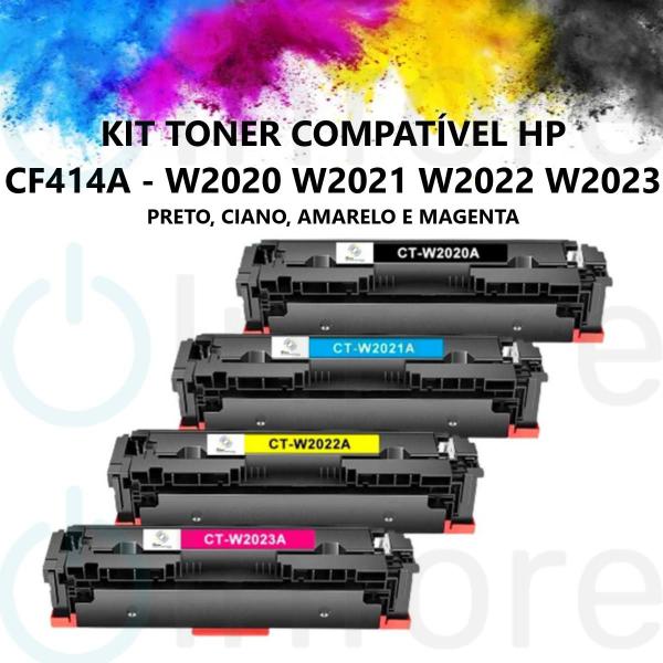 Imagem de Kit 4 Un Toner Cf414a 414a W2020 Compatível C/ M454DW M454DN M479FDW M479DW Com Chip