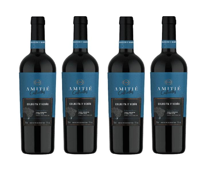 Imagem de Kit 4 Un Vinho Amitié Colheitas Cabernet Franc 750 ml