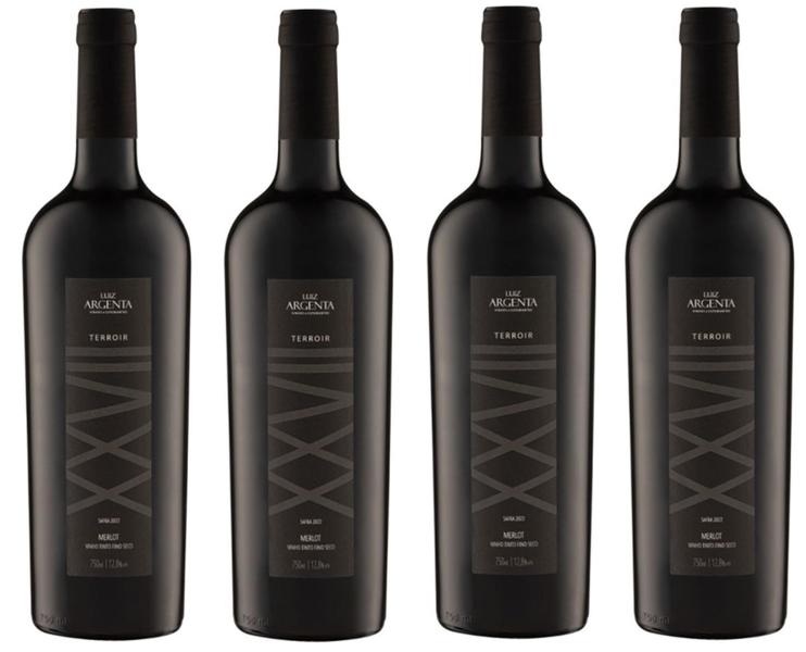 Imagem de Kit 4 Un Vinho Luiz Argenta Terroir XXVII Merlot 750 ml