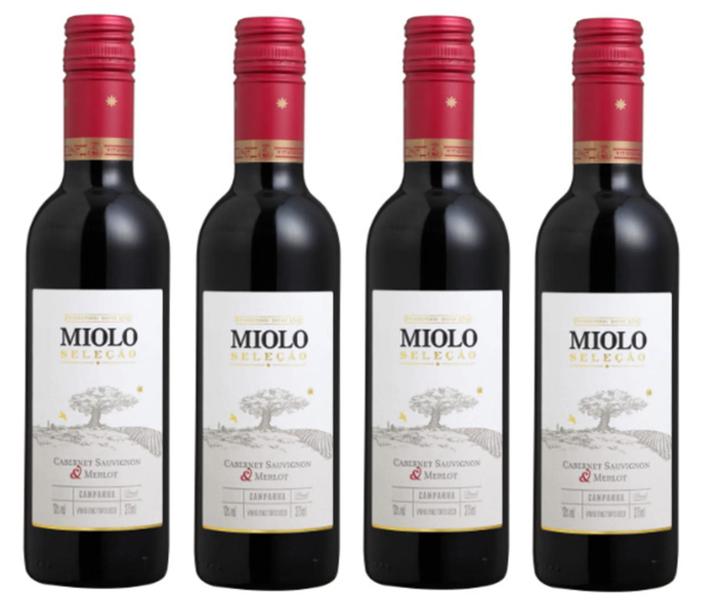 Imagem de Kit 4 Un Vinho Miolo Seleção Cabernet/ Merlot 375 ml