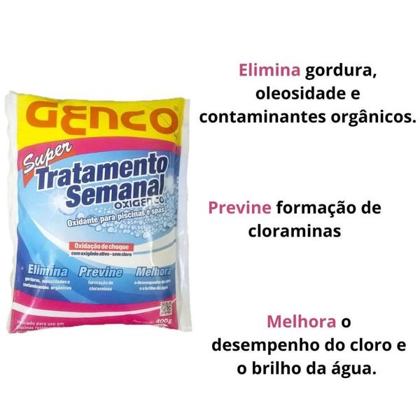 Imagem de Kit 4 Und Super Tratamento Semanal Oxigenco + Termometro Flutuante Tartaruga para Piscina Spa / Ofuro