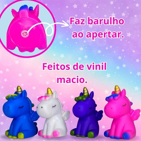 Imagem de Kit 4 Unicórnio De Vinil Com Som Brinquedo De Banho Bebê F114