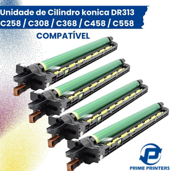 Imagem de Kit 4  Unidade de Cilindro konica DR313 / C258 / C308 / C368 / C458 / C558 Compatível 