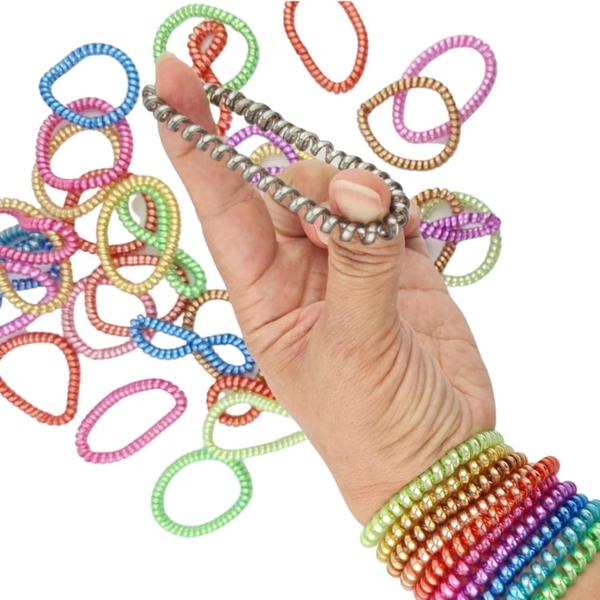 Imagem de Kit 4 unidades de fecho com 3 unidades de pulseira infantil fio de telefone fashion