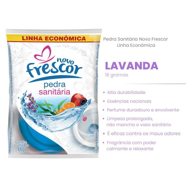 Imagem de Kit 4 Unidades Detergente / Pedra Sanitária 18g Novo Frescor Descarga Vaso Sanitário