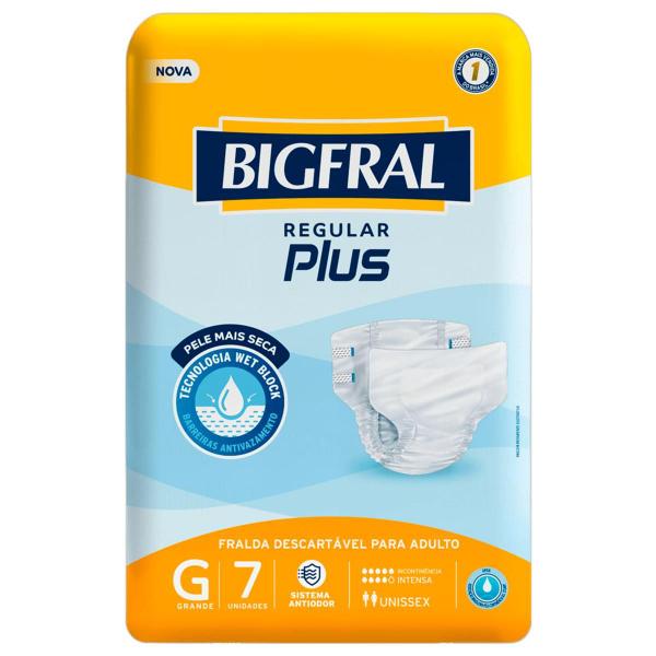 Imagem de Kit 4 unidades Fralda Geriátrica Bigfral Regular Plus Tamanho G c/ 7 unidades