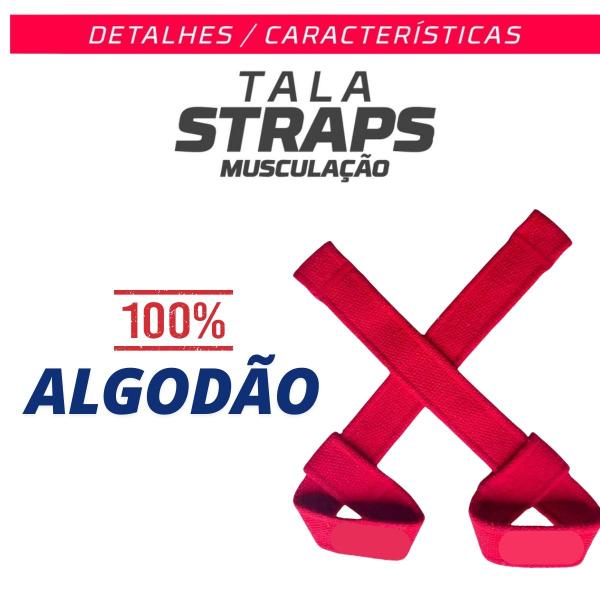 Imagem de Kit 4 UNIDADES Tala Straps Profissional 100 Algodão Exercício Funcional Musculação Alta Resistência.