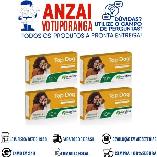 Imagem de Kit 4 unidades - top dog 10 kg com 4 comprimidos