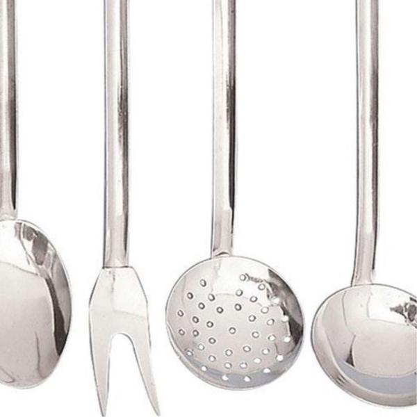 Imagem de Kit 4 Utensilios de Cozinha Para Servir Cozinhar Inox 30cm