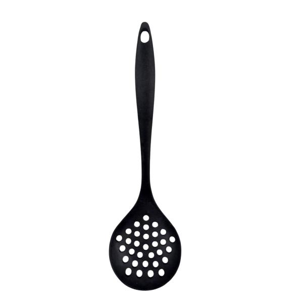 Imagem de Kit 4 Utensílios De Silicone Para Cozinha Colher Espátula Concha Escumadeira Preto