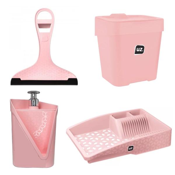 Imagem de Kit 4 Utensílios Multiuso Organizadores De Cozinha Pia Rosa Moderno