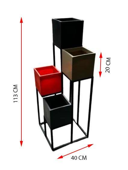 Imagem de Kit 4 Vaso Planta Grid Escada com suporte Polietileno