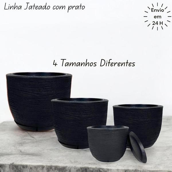 Imagem de Kit 4 Vasos Cone de Polietileno Jateado com Textura Grafiato  PP, P, M e G, Elegância, Durabilidade e Sofisticação para Decoração