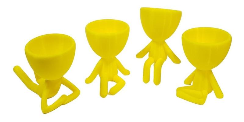 Imagem de Kit 4 Vasos Decor BOB  Robert Plant Para Suculentas  e Cactos Amarelo 13 cm