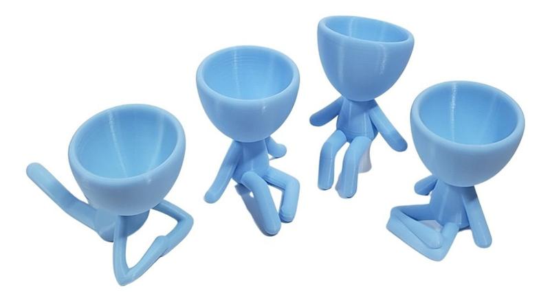 Imagem de Kit 4 Vasos Decor BOB  Robert Plant Para Suculentas  e Cactos Azul Claro 13 cm