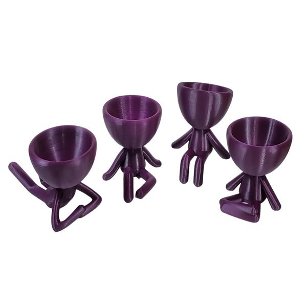 Imagem de Kit 4 vasos Decor BOB  Robert Plant Para Suculentas  e Cactos Roxo Metalizado