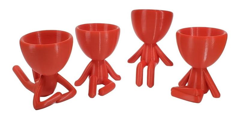 Imagem de Kit 4 Vasos Decor BOB  Robert Plant Para Suculentas  e Cactos Vermelho 13 cm