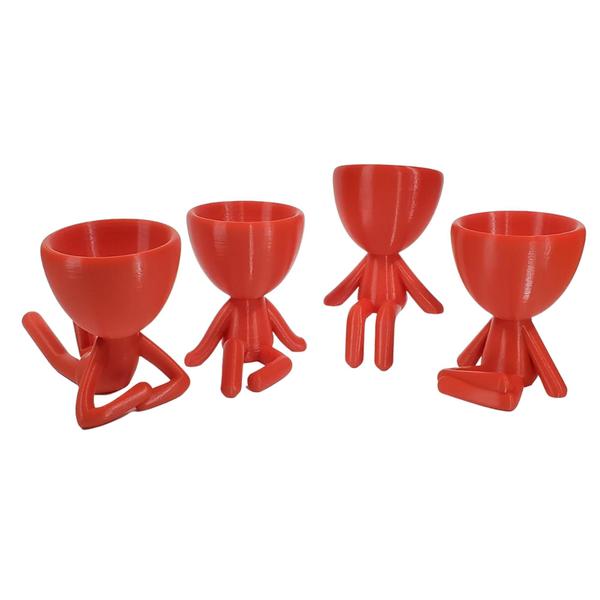 Imagem de Kit 4 vasos Decor BOB  Robert Plant Para Suculentas  e Cactos Vermelho