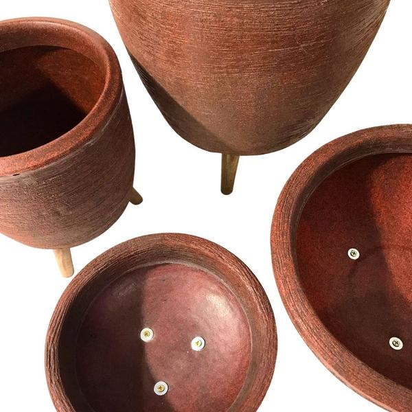 Kit 4 Vasos Para Plantas E Decoração Com Tripé De Madeira - Alpe & Aritana Imagem de Kit 4 Vasos Para Plantas E Decoração Com Tripé De Madeira