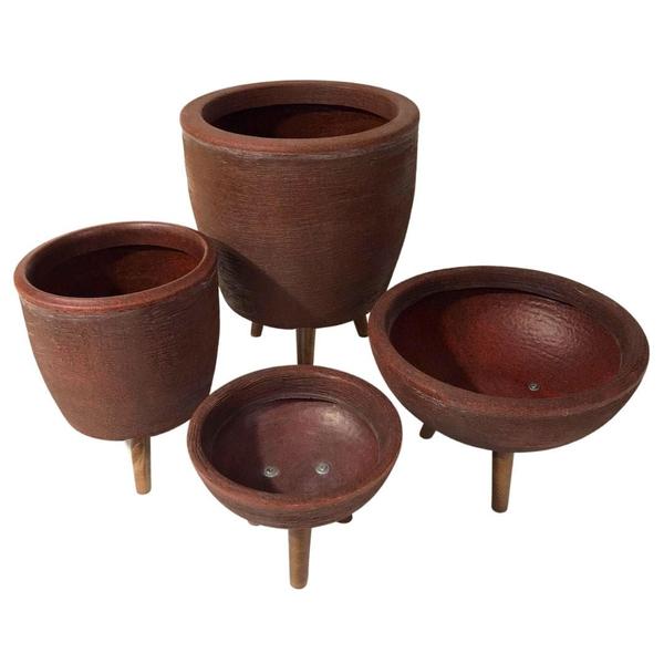 Kit 4 Vasos Para Plantas E Decoração Com Tripé De Madeira - Alpe & Aritana Imagem de Kit 4 Vasos Para Plantas E Decoração Com Tripé De Madeira