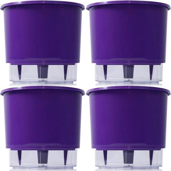 Imagem de Kit 4 Vasos Raiz Autoirrigável 16X14 Roxo - Cultivar Plantar